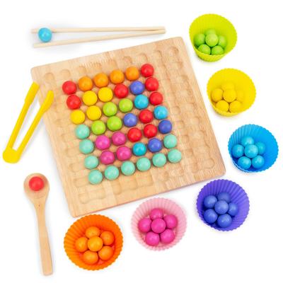 China Eductional Preschool Toys 2022 Hot Sale Montesorri Wooden Clip Beads Toy Colorful Preschool Early Educational Puzzle Boards Game Training For Kids for sale