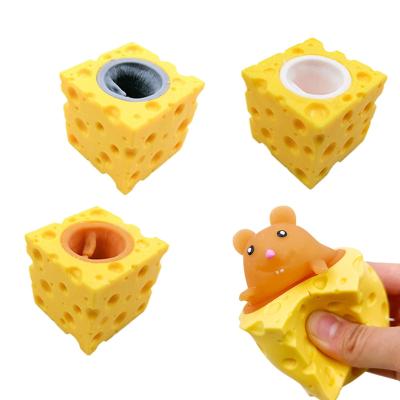 China Trigger Toys Cute Cup Toy Decompression Vent Ball Toy TPR Soft Decompression Cheese Mouse for sale