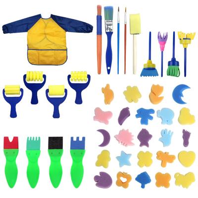 China Arts Drawing High Quality Colorful Sponge Kids Brush Children First Art Craft Drawing Tools With Sponge Painting Play Brush for sale