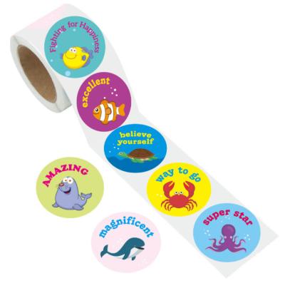 China Decorative Creative Animal Cute Reward Student Cartoon Sticker Motivational Encouragement Waterproof Sticker for School for sale