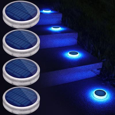 China Decking Outdoor Street Garden Path Blue Round Solar Powered LANDSCAPE Lamp Pathway Light For Landscape for sale