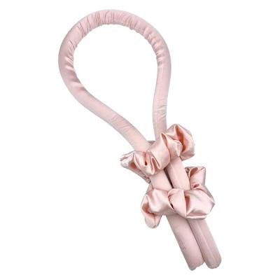 China Avoid Breakage 100% Pure Mulberry Silk Flexible Hair Ribbon Curling Rods Heatless Silk Hair Loop With Hair Scrunchies And Hair Clips for sale