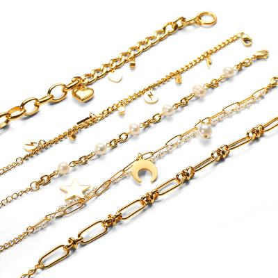 China Non Tarnish Wholesale LQ Fashion Jewelry Optional Bracelets 18k Gold Plated Stainless Steel Love Bead Cuban Zircon Chain Bracelet for sale