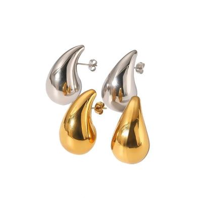 China TRENDY LQ Shape Jewelry 18k Gold Plated Teardrop Earrings Stainless Steel Waterdrop Hollow Open Circles Chunky Hoop Earrings For Women for sale