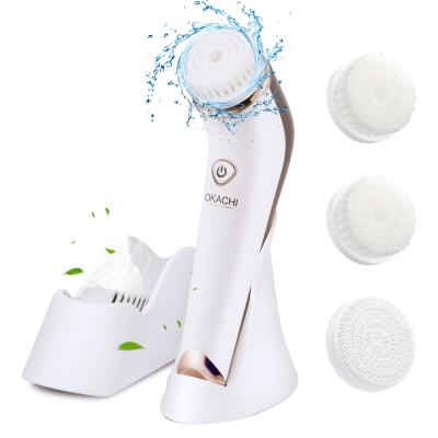 China IPX7 Waterproof Cordless Rechargeable DEEP CLEANING Rotation Exfoliating Electric Face Pore Wash Cleansing Massage Facial Cleansing Brush for sale