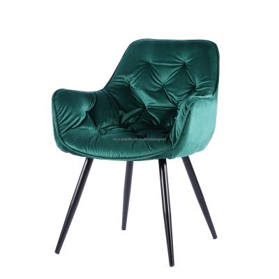 China Modern Design Slipcovered Dining Room Furniture Restaurant Green Upholstered Soft Fabric Velvet Dining Chairs for sale