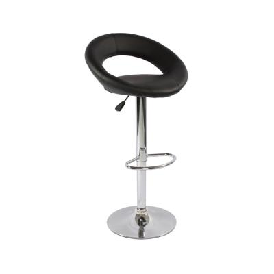 China Hot Sale Modern Metal High Leg PU Leather Adjustable Bar Stool For Living Room With Foot Pusher Leather Swivel Chairs for sale