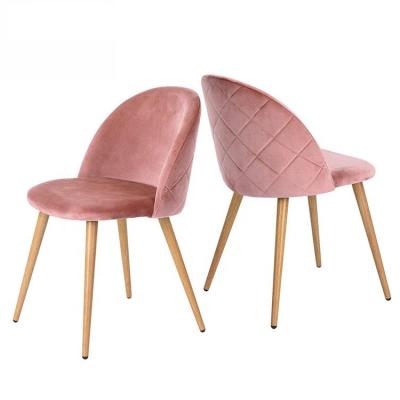 China Comfortable Modern Luxury Furniture Velvet Seat Fabric Chair Home Kitchen Dining Chairs With Metal Leg for sale