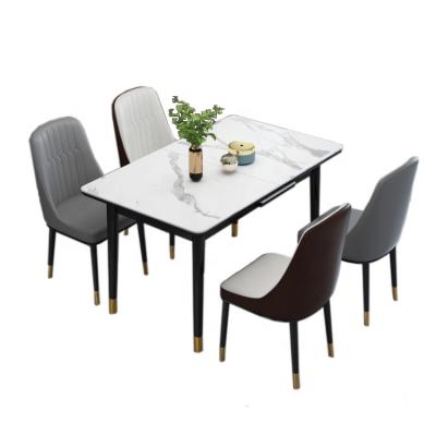 China Modern Marble Dining Furniture Table Set (Other) Adjustable Luxury Italian Leather Dining Table And Dining Chairs 4 Chairs for sale