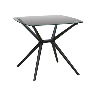 China Modern Restaurant Luxury Modern Hotel Furniture Furniture Nordic Black Tempered Glass Dining Table for sale