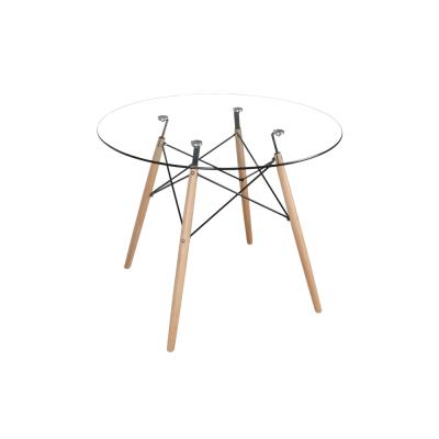 China Wooden Legs Modern Dining Table Furniture Modern Transparent Glass Coffee Table for sale