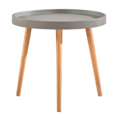 China Modern Simple Round Style Plastic Lid With Wooden Legs Garden Table Easy Assembly Indoor Side Table Small Coffee Tables For Living Room for sale