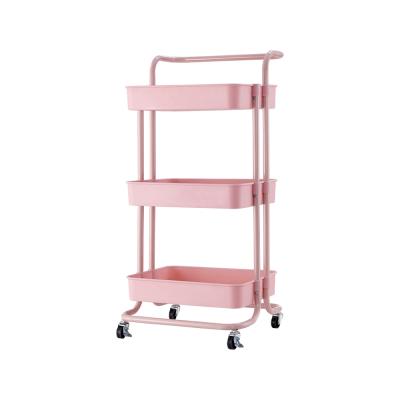 China Mordern Furniture Kitchen Bathroom Shelves Floor Trolley Storage Shelf Fruit and Vegetable Basket Products Multi-Layer Movable Shelf for sale