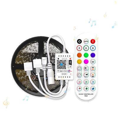 China RGB Led Strip Lighting Wifi Led Smart Wifi Music IR24Keys Remote Controller DC12V 24V Double4P Wire 2 Rolls 5050 RGB Strip for sale