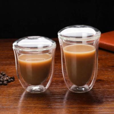 China Cold And Heat Resistant Double Wall Hand Pyrex 180ml 240ml Double Blown Glass Coffee Mug for sale