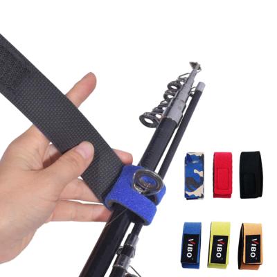 China Wholesale Outdoor Eco-friendly Fishing Rod Binding Belt Hook And Loop Holder Neoprene Fishing Rod Belt for sale