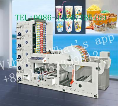 China Farbe-Flexo-Druckmaschine des Plastikfilm-Aufkleber-6 mit UNO-Winden-System zu verkaufen