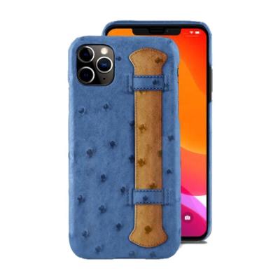 China Wholesale Quality Finger Grip Shockproof Luxury Style For iPhone 13 Pro Genuine Ostrich Leather Case for sale