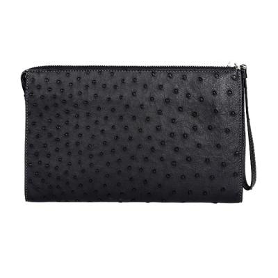 China Clutch Fashion Design Luxury Quality Genuine Ostrich Skin Exotic Clutch Bag With Handle Strap for sale