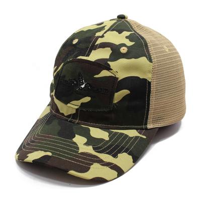 China Cheap Custom Polyester/Cotton Embroidery Patch Camouflage Hat Wholesales Mesh Trucker Hat Cap for sale