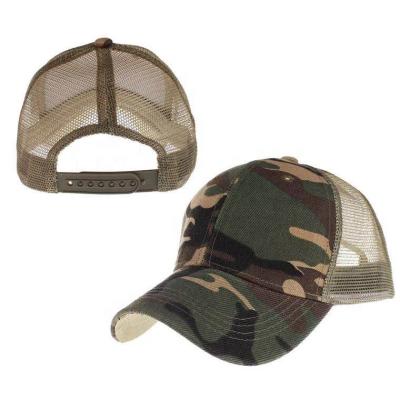 China Unisex Polyester/Cotton Fashion Trucker Mesh 6 Panel Camouflage Mesh Hat Hats With Custom Logo for sale