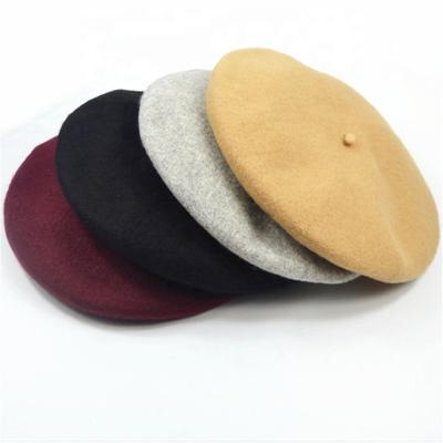 China Wholesale Character Fashion Women Beret Hat Winter Plain Wool Felt Beret Hat for sale