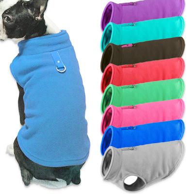 China Stocked Hot Sale Winter Clothes For Dog Winter Roll Neck Pet Solid Color Fleece Sweater With Leash Ring for sale