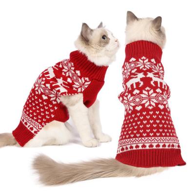 China Stocked Wholesale Dog Winter Knitwear Turtle Neck Winter Puppy Outfit Pet Snowflake Knitted Sweater for sale