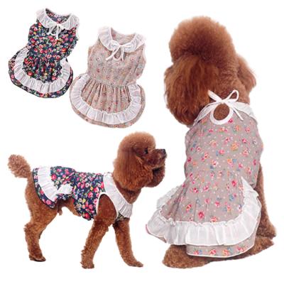 China Stocked 2021 Hot Sale Girl Dog Dresses Spring Summer Puppy Skirt Cat Floral Sleeveless Dress for sale