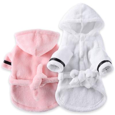 China Luxury Soft Warm Dog Cat Drying Robes Nightwear For Pet Bath Towel Long Sleeve Stocked Bathrobe for sale