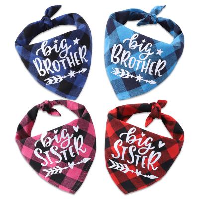 China Viable Ad Pet Accessories Buffalo Plaid Triangle Scarf For Brother And Sister Dogs Bandana for sale