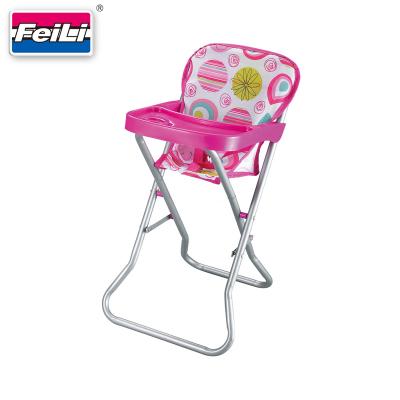 China Unveil highchair Fei Li toys pink printed design baby - doll highchair with removable tray doll accessories kids toys for sale