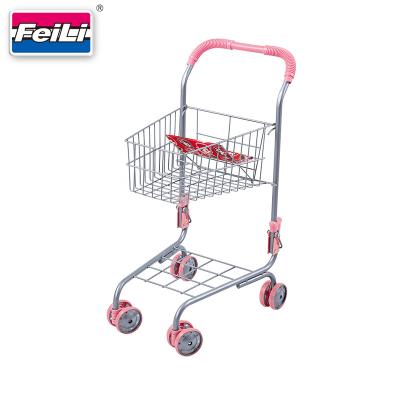 China Flodable Fei Li Toys Metal Shopping Trolley For Kids Playing Outdoor Children Trolley Shopping Trolley for sale