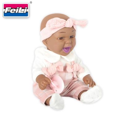 China Starri Educational Dollri 2022 Hot Sales On Amazon Black Realistic 12 Inch Vinyl Rubber African Baby Toys Doll With Pacifier Baby Dolls for sale