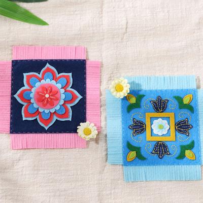 China 2021 Wholesale Handmade Non Woven Material Eco-friendly Cotton Coaster Heat Protect Tableware Decoration Cup Coaster Pad for sale