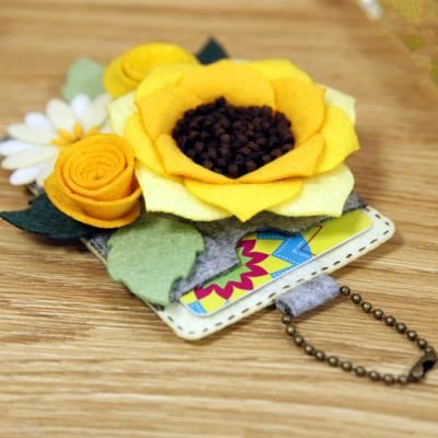 China Cute Cartoon Bus Credit Card Toy DIY Holder Fashion Sunflower Protective Card Case Golden Material Eco-friendly Card Case for sale