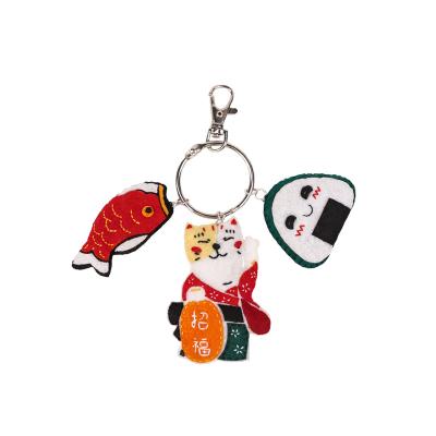 China Eco-friendly Non-woven Cute Koi Lucky Cat Pendant Toys Custom Keychain Toy Manufactures Diy Material Keychains for sale