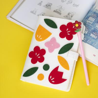 China Colorful Flower Notebooks Handmade Felt Nonwoven High Quality Binding Notebook Customizable Journals for sale