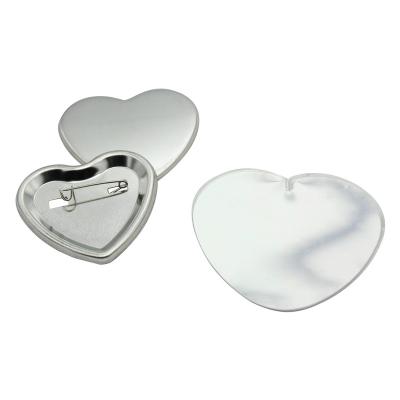 China Pointed 53x57.5 China Heart Metal Button Pin Badge Parts for sale