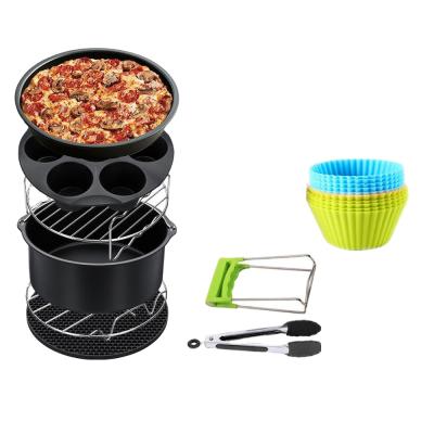 China Household Air Fryer Accessories 8 Inch Fit For New Basket 5.2-6.8QT Pizza Dish Grill Pot Baking Kitchen Cooking Tool For Party for sale