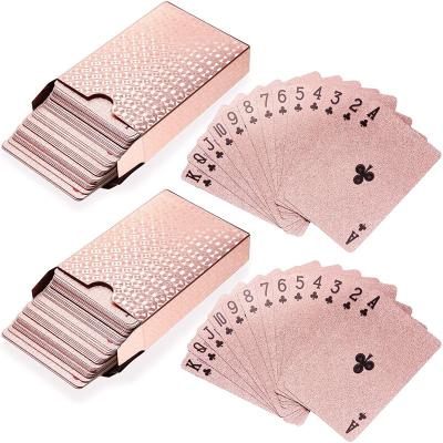 China Luxury Custom Plastic Cards Paper Poker Rose Gold Playing Cards Waterproof For Gambling Family Card Birthday Party for sale