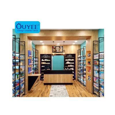 China Pharmacy Store Glass Showcase Wooden Pharmacy Furniture For Sale Interior Medical Store Shop Counter Design for sale