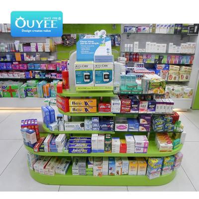 China Convenient modern medical store furniture design interior design shop pharmacy store display fixture ware for sale