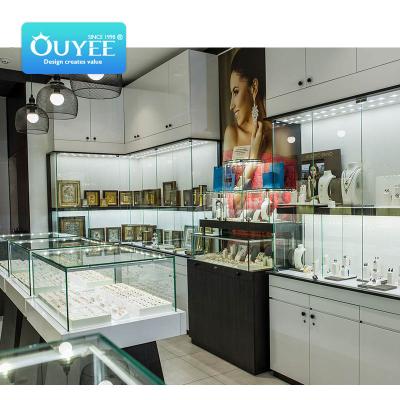 China Mobile Store Retail Wooden Jewelry Display Lit Jewelery Showcases Jewelry Shop Interior Design Ideas for sale