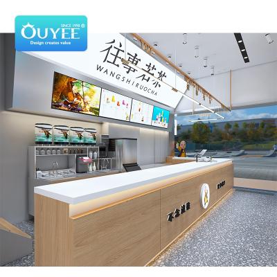 China Mobile Shop Retail Shop Bubble Tea Shop Equipment Bubble Tea Shop Furniture Tea Shop Counter Design for sale