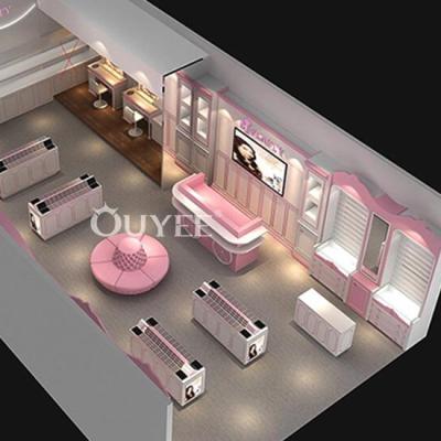 China Comestic Shop Design Luxury Classic Customized Wooden Cosmetic Display Stand, Cabinet And Black Cool Cosmetic Showcase Showcase for sale