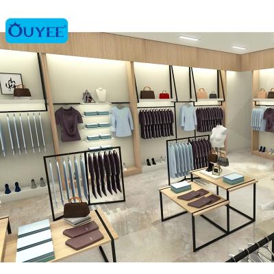 China Men's clothing show hot sale men's clothing store wooden desk, clothing store rack for men's clothing store interior design for sale