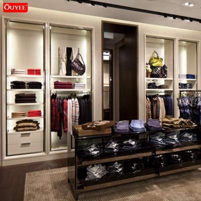 China Mens Clothing Store Garment Store Wooden Glass Display Interior Design for sale