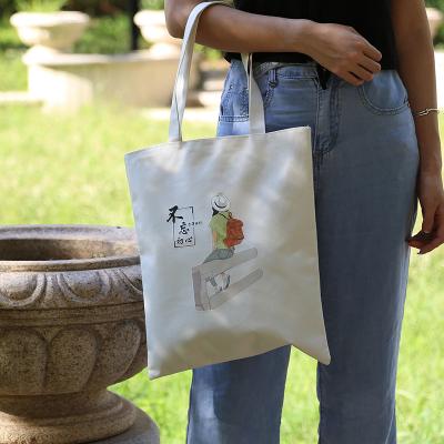 China 100%Eco-friendly Eco White Cotton Canvas Promotional Tote Bags With Customized Logo for sale