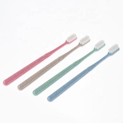 China Straw Wheat FROG Factory Direct Sale Material Natural Biodegradable Charcoal Bristle Activated Bamboo Toothbrush for sale